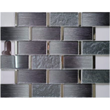 Laminated Glass Mosaic Tile purple mix silver electroplated